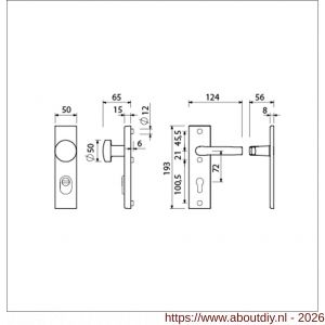 Ami VHB 193/15-169/50 KT veiligheidsvoordeur-knopkortschildgarnituur SKG*** kerntrekbeveiliging VHB 193/15 knop 169/50 buiten kerntrek KT 72 en binnen profielcilinder PC 72 deurkruk 332 F1 deurdikte 38-42 mm - A10901285 - afbeelding 2
