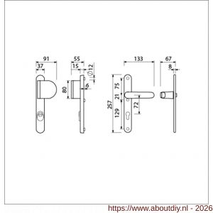 Ami VHB 257/37/2-90/83 KT veiligheids Rotaveer duwer-kruk smalschildgarnituur SKG*** kerntrekbeveiliging ovaal VHB 257/37/2 kerntrek KT 72 deurduwer 90/83 rechts F1 en deurkruk 378 Rota 257/32/2 profielcilinder PC 72 deurdikte - A10901660 - afbeelding 2