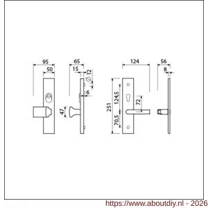 Ami VHB 251/15-144 KT senioren veiligheidsvoordeur-knoplangschildgarnituur SKG*** kerntrekbeveiliging omkeer VHB 251/50/15 kerntrek KT 72 omkeer knop 144 en deurkruk 332 profielcilinder PC 72 omkeer F1 deurdikte 38-42 mm - A10901269 - afbeelding 2