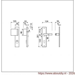 Ami VHB 251/15-90/80 KT veiligheidsvoordeur-duwerlangschildgarnituur SKG*** kerntrekbeveiliging VHB 251/50/15 Kt85 deurduwer 90/80 links en deurkruk 332 M6 profielcilinder PC 85 F1 deurdikte 38-42 mm - A10901179 - afbeelding 2