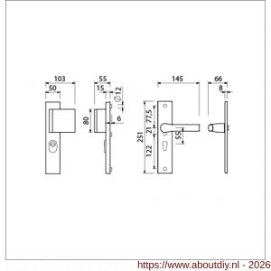Ami VHB 251/15-90/80-379 KT veiligheids Rotaveer duwer-kruk langschildgarnituur SKG*** kerntrekbeveiliging VHB 251/50/15 kerntrek KT 55 deurduwer 90/80 rechts en deurkruk 379 Rota profielcilinder PC 55 F1 deurdikte 38-42 mm - A10901141 - afbeelding 2