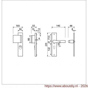 Ami VHB 251/15-90/80-379 KT veiligheids Rotaveer duwer-kruk langschildgarnituur SKG*** kerntrekbeveiliging VHB 251/50/15 kerntrek KT 55 deurduwer 90/80 links en deurkruk 379 Rota profielcilinder PC 55 F1 deurdikte 38-42 mm - A10901140 - afbeelding 2
