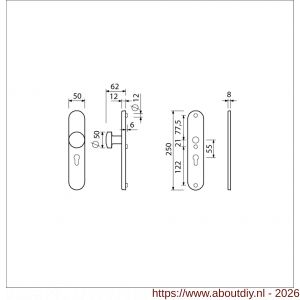 Ami VHB 250/50/1-169/50 veiligheidsvoordeur-knoplangschildgarnituur SKG*** Archi Design ovaal VHB 250/50/1 knop 169/50 profielcilinder PC 55 zonder deurkruk Irox deurdikte 38-42 mm - A10901053 - afbeelding 2