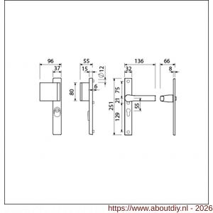 Ami VHB 251/37-90/80 KT veiligheids Rotaveer duwer-kruk smalschildgarnituur SKG*** kerntrekbeveiliging VHB 251/37 kerntrek KT 55 deurduwer 90/80 links F1 en deurkruk 379 Rota 251/32 profielcilinder PC 55 deurdikte 53-57 mm - A10901273 - afbeelding 2
