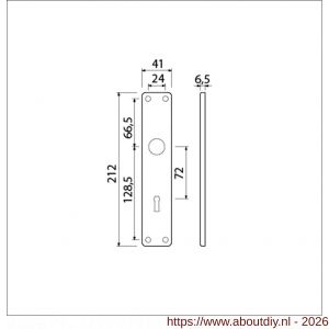 Ami 212/41 RH langschild aluminium rondhoek sleutelgat SLG 72 F1 - A10900630 - afbeelding 2