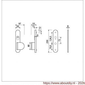 Ami VHB 250/15 KT senioren veiligheidslangschild SKG*** kerntrekbeveiliging Archi Design ovaal omkeer VHB 250/50/1 kerntrek KT 72 omkeer deurduwer 90/83 rechts zonder deurkruk Irox deurdikte 38-42 mm - A10901124 - afbeelding 2