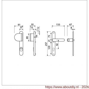 Ami VHB 257/37/15-90/83-378 KT veiligheids Rotaveer duwer-kruk smalschildgarnituur SKG*** kerntrekbeveiliging Archi Design VHB 257/37/2 kerntrek KT 92 deurduwer 90/83 links en deurkruk 378 Rota 257/32/2 profielcilinder PC 92 - A10901033 - afbeelding 2
