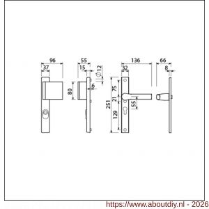 Ami VHB 251/37-90/80 KT veiligheids Rotaveer duwer-kruk smalschildgarnituur SKG*** kerntrekbeveiliging VHB 251/37 kerntrek KT 55 deurduwer 90/80 rechts F1 en deurkruk 379 Rota 251/32 profielcilinder PC 55 deurdikte 53-57 mm - A10901274 - afbeelding 2