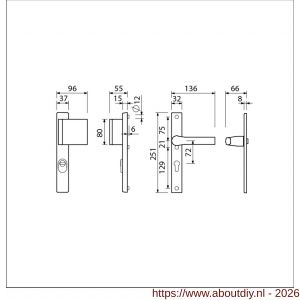 Ami VHB 251/37-90/80 KT veiligheids Rotaveer duwer-kruk smalschildgarnituur SKG*** kerntrekbeveiliging VHB 251/37 kerntrek KT 72 deurduwer 90/80 rechts F1 en deurkruk 379 Rota 251/32 profielcilinder PC 72 deurdikte 53-57 mm - A10901276 - afbeelding 2
