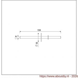 Ami deurbeslag stift vierkant vol 8x159 mm KSO dubbele knopdeurkruk stiftontsluiting deurdikte 53-57 mm - A10900168 - afbeelding 2