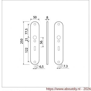 Ami 250/50/8/1 langschild aluminium sleutelgat SLG 56 F1 R6,5/R7,3 - A10900671 - afbeelding 2