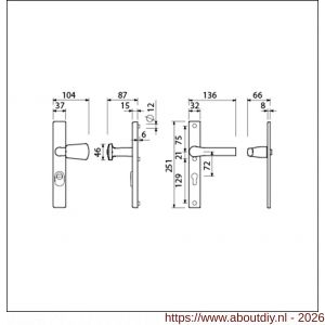 Ami VHB 251/37-166 KT veiligheids Rotaveer knop-kruk smalschildgarnituur SKG*** kerntrekbeveiliging VHB 251/37 kerntrek KT 72 knop 166 rechts F1 en deurkruk 379 Rota 251/32 profielcilinder PC 72 deurdikte 53-57 mm - A10901612 - afbeelding 2