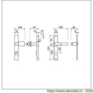 Ami VHB 251/37-166 KT veiligheids Rotaveer knop-kruk smalschildgarnituur SKG*** kerntrekbeveiliging VHB 251/37 kerntrek KT 92 knop 166 rechts F1 en deurkruk 379 Rota 251/32 profielcilinder PC 92 deurdikte 53-57 mm - A10901614 - afbeelding 2