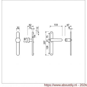 Ami VHB 257/32/2-169/50-378 veiligheids Rotaveer knop-kruk smalschildgarnituur SKG** ovaal VHB 257/32/2 blind knop 169/50 F1 en deurkruk 378 Rota 257/32/2 blind deurdikte 53-57 mm - A10900877 - afbeelding 2