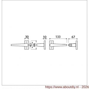 Ami 65/30-357 smalrozet kruk combinatie deurkruk 357 vastdraaibaar rozet 65/30 R6.5 hartafstand 43 mm F1 deurdikte 53-57 mm - A10900098 - afbeelding 2