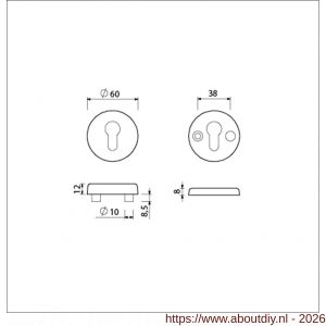Ami VHB rond rozet veiligheidsrozet SKG*** Archi Design VHB rondrozet buiten en binnen profielcilinder PC Irox deurdikte 38-42 mm - A10901542 - afbeelding 2