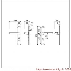 Ami VHB 250/15-386 KT veiligheids Rotaveer kruk-kruk langschildgarnituur SKG*** kerntrekbeveiliging ovaal VHB 386 Rota 250/50/15 kerntrek KT 72 en profielcilinder PC 72 F1 deurdikte 38-42 mm - A10901208 - afbeelding 2
