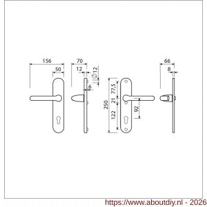 Ami VHB 250/50/1-386 veiligheids Rotaveer kruk-kruk langschildgarnituur SKG*** ovaal VHB 386 Rota 250/50/1 profielcilinder PC 92 F1 deurdikte 53-57 mm - A10901227 - afbeelding 2