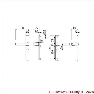 Ami VHB 251/32-379 veiligheids Rotaveer kruk-kruk smalschildgarnituur SKG** VHB deurkruk 379 Rota 251/32 profielcilinder PC 55 F1 en deurkruk 379 Rota 251/32 profielcilinder PC 55 deurdikte 53-57 mm - A10900889 - afbeelding 2