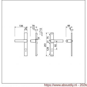 Ami VHB 251/32-379 veiligheids Rotaveer kruk-kruk smalschildgarnituur SKG** VHB deurkruk 379 Rota 251/32 profielcilinder PC 92 F1 en deurkruk 379 Rota 251/32 profielcilinder PC 92 deurdikte 53-57 mm - A10900891 - afbeelding 2