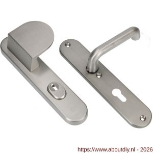 Ami VHB 250/15-90/83 KT veiligheids duwer-kruk langschildgarnituur SKG*** kerntrekbeveiliging Archi Design ovaal VHB 250/50/1 kerntrek KT 55 deurduwer 90/83 rechts en deurkruk 356 Irox deurdikte 38-42 mm - A10901113 - afbeelding 1