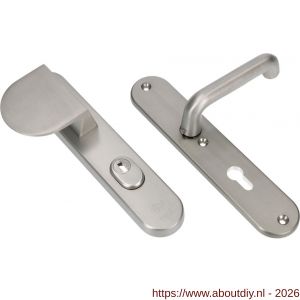 Ami VHB 250/15-90/83 KT veiligheids duwer-kruk langschildgarnituur SKG*** kerntrekbeveiliging Archi Design ovaal VHB 250/50/1 kerntrek KT 55 deurduwer 90/83 links en deurkruk 356 Irox deurdikte 38-42 mm - A10901112 - afbeelding 1