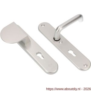 Ami VHB 250/50/1-90/83 veiligheidsvoordeur-duwerlangschildgarnituur SKG*** ovaal VHB 250/50/1 profielcilinder PC 72 deurduwer 90/83 links F1 profielcilinder PC 72 en deurkruk 356 M6 deurdikte 38-42 mm - A10900942 - afbeelding 1