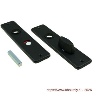 Ami 180/41 RH kortschild aluminium rondhoek toilet- en badkamersluiting WC 5/57 mm zwart RAL 9005 structuur finish - A10900586 - afbeelding 1