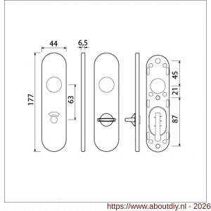 Ami 177/1 Klik kortschild aluminium toilet- en badkamersluiting WC 8/63 mm F1 - A10900535 - afbeelding 2