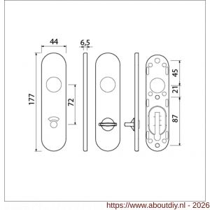 Ami 177/1 Klik kortschild aluminium toilet- en badkamersluiting WC 8/72 mm F1 - A10900536 - afbeelding 2