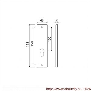 Ami 178/43 kortschild aluminium zonder krukgat profielcilinder PC 55 F1 - A10900545 - afbeelding 2