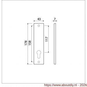 Ami 178/43 kortschild aluminium zonder krukgat profielcilinder PC 72 F1 - A10900546 - afbeelding 2