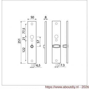 Ami 251/50/8 langschild aluminium toilet- en badkamersluiting WC 5/57 mm F1 R6,5/R7,3 - A10900688 - afbeelding 2