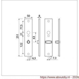Ami 251/50/8 langschild aluminium toilet- en badkamersluiting WC 8/63 mm F1 R6,5/R7,3 - A10900690 - afbeelding 2