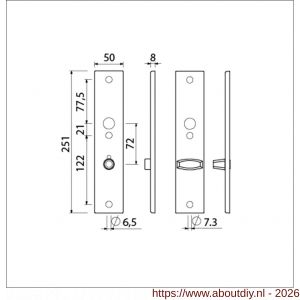 Ami 251/50/8 langschild aluminium toilet- en badkamersluiting WC 8/72 mm F1 R6,5/R7,3 - A10900691 - afbeelding 2