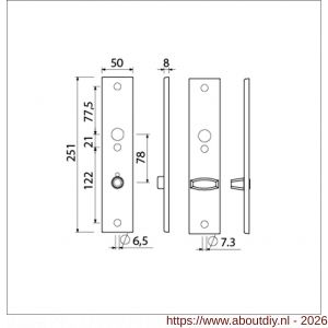 Ami 251/50/8 langschild aluminium toilet- en badkamersluiting WC 8/78 mm F1 R6,5/R7,3 - A10900692 - afbeelding 2