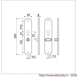 Ami 250/50/8/1 langschild aluminium toilet- en badkamersluiting WC 8x55 mm F1 R6,5/R7,3 - A10900678 - afbeelding 2