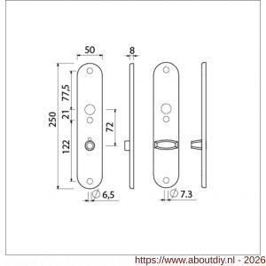 Ami 250/50/8/1 langschild aluminium toilet- en badkamersluiting WC 8x72 mm F1 R6,5/R7,3 - A10900680 - afbeelding 2
