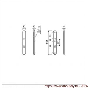 Ami VHB 257/32/2 veiligheidssmalschild SKG** ovaal VHB 257/32/2 buiten en binnen profielcilinder PC 72 F1 deurdikte 53-57 mm - A10901570 - afbeelding 2