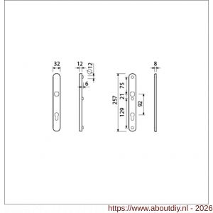 Ami VHB 257/32/2 veiligheidssmalschild SKG** ovaal VHB 257/32/2 buiten en binnen profielcilinder PC 92 F1 deurdikte 53-57 mm - A10901571 - afbeelding 2
