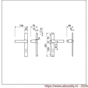 Ami VHB 251/32-379 veiligheids Rotaveer kruk-kruk smalschildgarnituur SKG** VHB deurkruk 379 Rota 251/32 profielcilinder PC 97,3 F1 en deurkruk 379 Rota 251/32 profielcilinder PC 97,3 deurdikte 53-57 mm - A10900893 - afbeelding 2