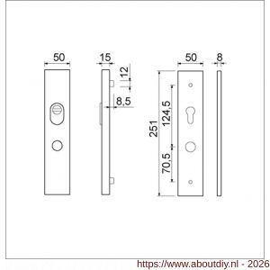 Ami VHB 251/15 KT senioren veiligheidlangschild SKG*** kerntrekbeveiliging omkeer VHB 251/50/15 buiten kerntrek KT 72 omkeer en binnen profielcilinder PC 72 omkeer F1 deurdikte 38-42 mm - A10901520 - afbeelding 2