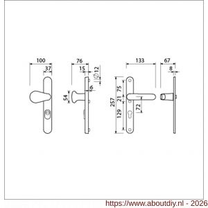 Ami VHB 257/37/2-173- 378 KT veiligheids Rotaveer knop-kruk smalschildgarnituur SKG** Archi Design ovaal VHB 257/37/15 kerntrek KT 72 knop 173 Varo Irox en deurkruk 378 Rota 257/32/2 profielcilinder PC 72 deurdikte 53-57 mm - A10901603 - afbeelding 2