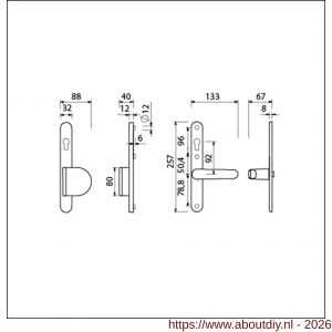 Ami VHB 257/32/2-90/83-378 veiligheids Rotaveer duwer-kruk smalschildgarnituur SKG** ovaal VHB 257/32/2 profielcilinder PC 92 omkeer 90/83 rechts en deurkruk 378 Rota Fuhr 869 deurdikte 53-57 mm - A10900857 - afbeelding 2