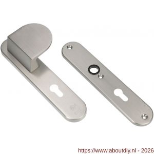 Ami VHB 250/50/1-90/83 veiligheidsvoordeur-duwerlangschildgarnituur SKG*** Archi Design ovaal VHB 250/50/1 profielcilinder PC 55 deurduwer 90/83 rechts zonder deurkruk Irox deurdikte 38-42 mm - A10901028 - afbeelding 1