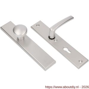 Ami VHB 251/50-169/50 veiligheidsvoordeur-knoplangschildgarnituur SKG*** VHB 251/50 knop 169/50 buiten blind binnen profielcilinder PC 55 en deurkruk 332 F1 deurdikte 38-42 mm - A10901078 - afbeelding 1