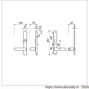 Ami VHB 257/37/2-378 KT veiligheids Rotaveer kruk-kruk smalschildgarnituur SKG*** kerntrekbeveiliging ovaal VHB deurkruk 378 Rota 257/37/2 kerntrek KT 92 omkeer F1 deurdikte 53-57 mm - A10901658 - afbeelding 2