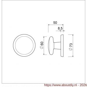 Ami 160/60 voordeurknop aluminium zwart RAL 9005 structuur finish - A10900273 - afbeelding 2