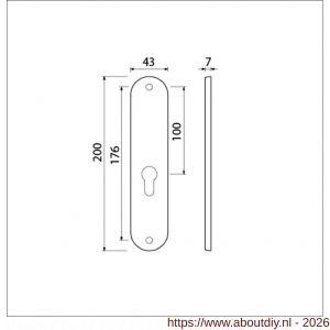 Ami 200/1/7 langschild aluminium Archi Design zonder krukgat profielcilinder PC 55 Irox - A10900700 - afbeelding 2