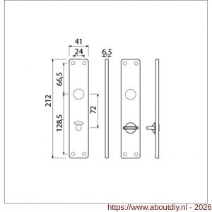 Ami 212/41 RH langschild aluminium rondhoek toilet- en badkamersluiting WC 8/72 mm F1 - A10900641 - afbeelding 2